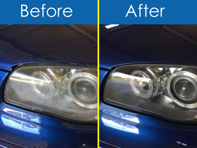 BMW3・青・ヘッドライトBefore&After
